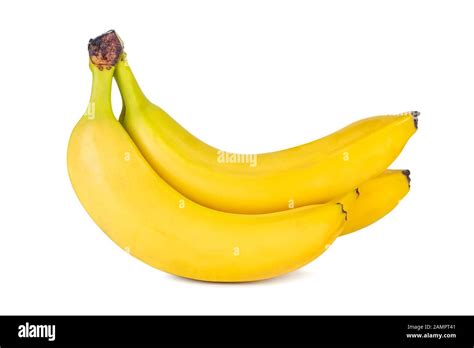 Banana Cluster Isolated On White Background Fresh Fruit Stock Photo