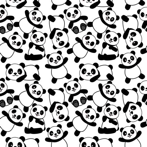 Cute Panda Seamless Pattern Background Cartoon Panda Bears Vector