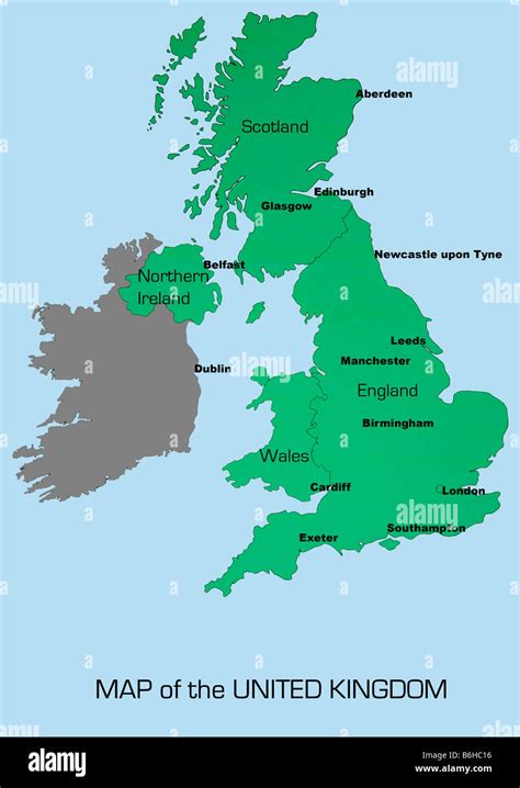 Carte Du Royaume Uni Montrant Angleterre Ecosse Pays De Galles Et Irlande Du Nord Avec Les