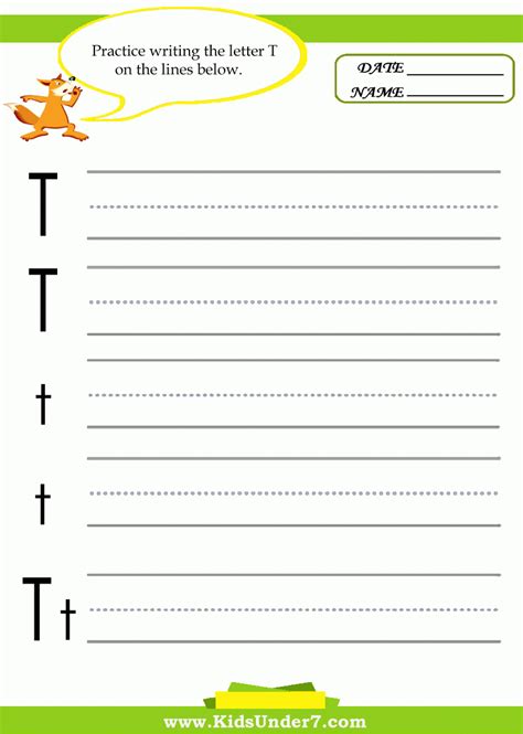 Letter T Worksheets Handwriting