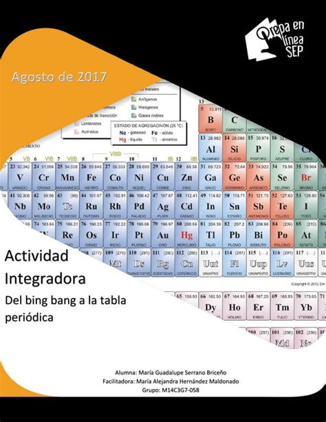 Actividad Integradora Del Big Bang A La Tabla Periódica Módulo 14