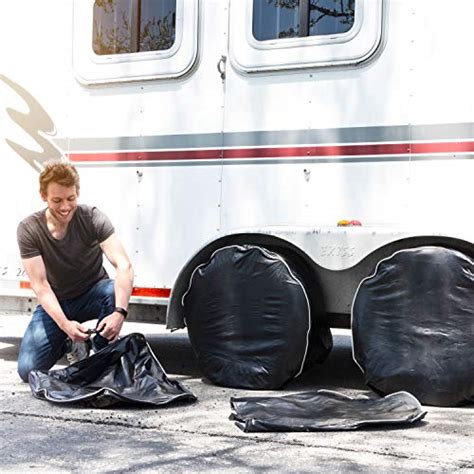 Rv Tire Covers Set Of 4 Tire Covers For Trailers Extra Thick Black Uv