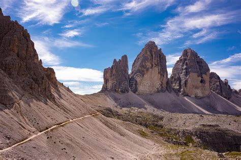 Tre Cime Di Lavaredo Mountain Peaks In Italy A Famous Travel