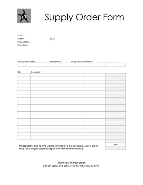Printable Custom Order Form Template Free Free Printable Templates