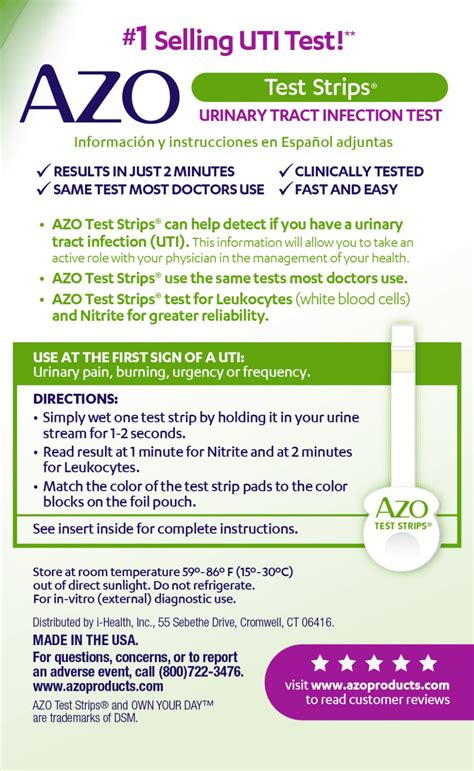 AZO Urinary Tract Infection UTI Test Strips Accurate Results In Minutes Count