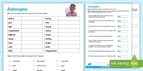Antonyms Interactive Pdf Year 5and6 Language Resources
