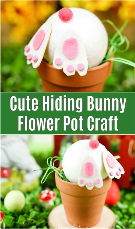 Bunny Hiding In A Flower Pot Easter Decoration Diy And Crafts