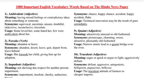 1000 Vocabulary Words With Meanings And Sentences Pdf