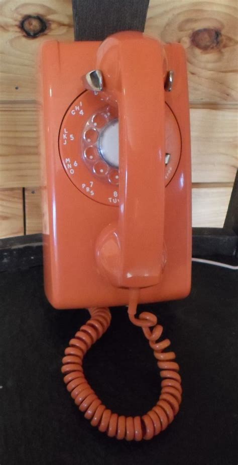 Vintage Bright Orange 1977 Itt Rotary Wall Phone All Original Etsy