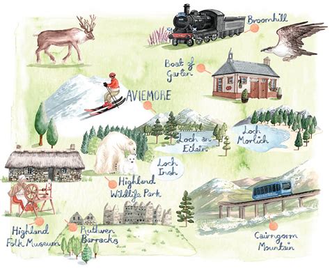 Map Of Aviemore Scotland For Britain Magazine Hire An Illustrator