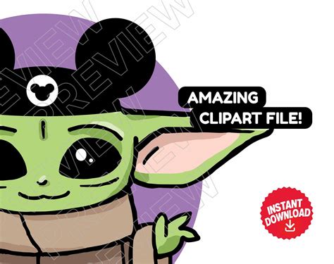 Baby Yoda Disney Ears SVG Clipart Vector Cut File Baby Yoda Etsy