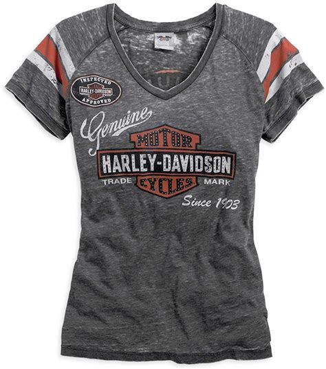 Harley Davidson Women S Genuine Oil Can Burnout Tee Grey Small T