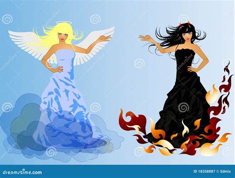 Angel And Devil Retro Woman Stock Vector Illustration Of Fairy Dress