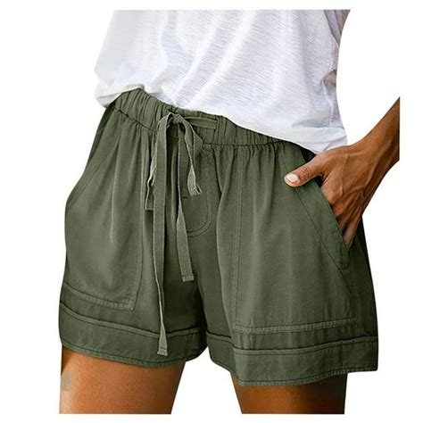 Womens Plus Size Comfy Drawstring Casual Elastic Waist Pocket Loose Shorts Pants