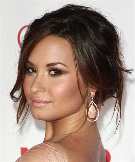 Demi Lovato Long Curly Casual Updo Hairstyle With Side