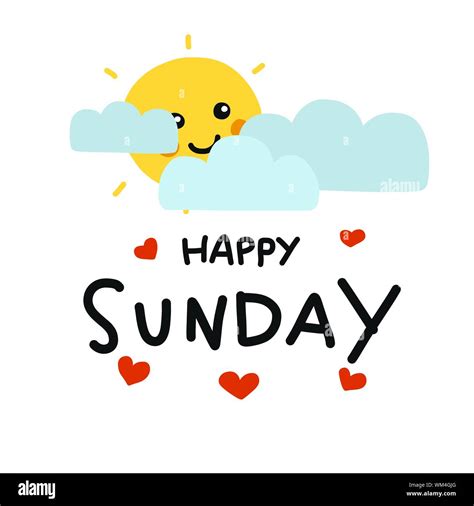 Happy Sunday Sun Smile And Cloud Cartoon Vector Illustration Doodle