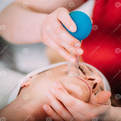 Face Cupping Therapy Ventosa Cupping Treatment For Strong Face Lifting Stock Image Image Of