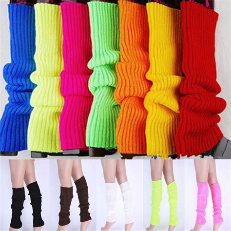 leg warmers knitted womens costume neon fluro dance party knit 80s legwarmers ebay