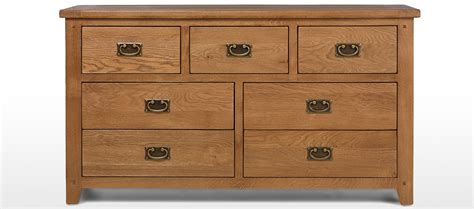Rustic Oak 7 Drawer Wide Chest Of Drawers Quercus Living
