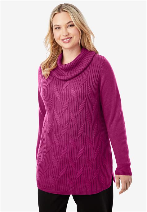 Cotton Cashmere Cowl Neck Sweater Woman Within