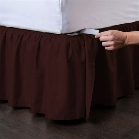 Detachable Bedskirt Queen Size Burgundy 21 Drop Easy On Easy Off Ruffled Bed Skirt