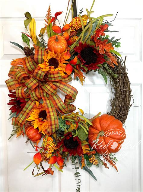 Fall Grapevine Wreath Best Fall Grapevine Wreath Pumpkin | Etsy | Fall grapevine wreaths ...