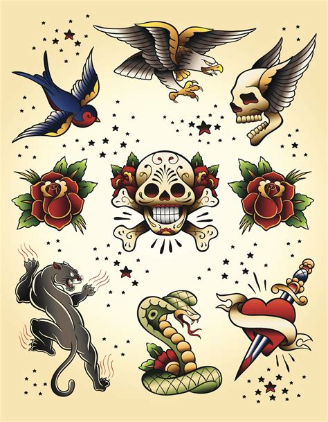 Classic American Traditional Flash Tattoos Best Tattoo Ideas