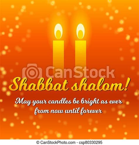 Shabbat Shalom Candles Greeting Card Lettering Shabbat Shalom