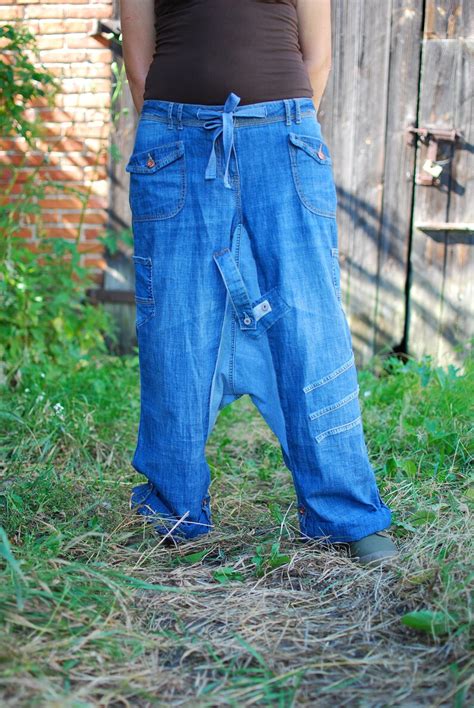 Recycled Denim Patchwork Harem Pants Upcycled Jeans Yoga Pants Etsy