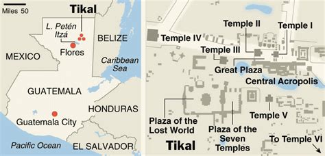 Tikal Ruins Guatemala Map