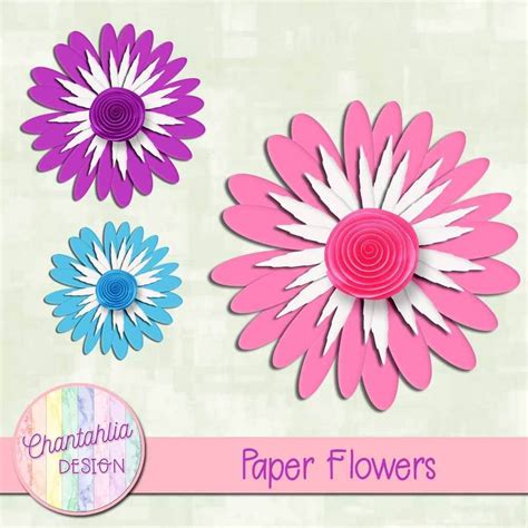 Free Flowers In A Paper Style In 36 Colours Use Them In Your Digital S