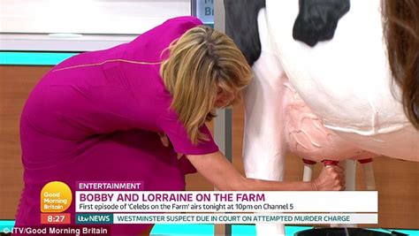Kate Garraway And Charlotte Hawkins Milk A Fake Cow Live On Gmb Daily