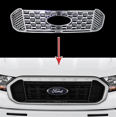For 2019 2021 Ford Ranger Xl Xlt Chrome Grille Cover Overlay Front