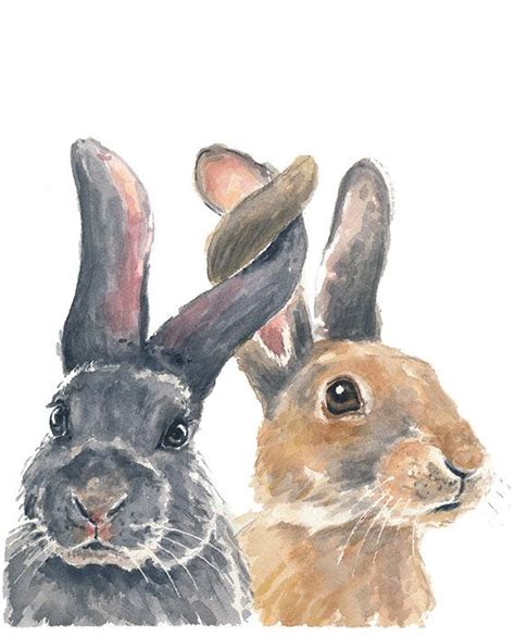 Original Rabbit Watercolor Painting Bunny Rabbit 8x10 Etsy Bunny