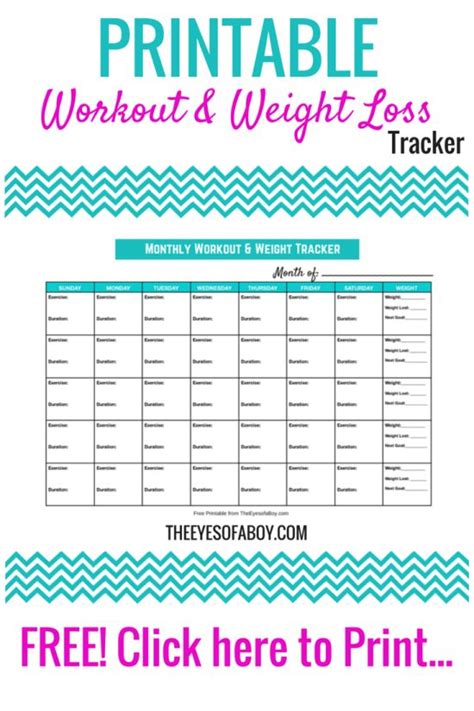 Free Printable Workout And Weight Loss Tracker Calendar Fitness