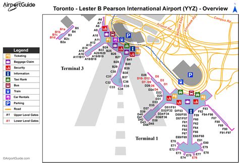 Toronto Lester B Pearson International Yyz Airport Terminal Maps