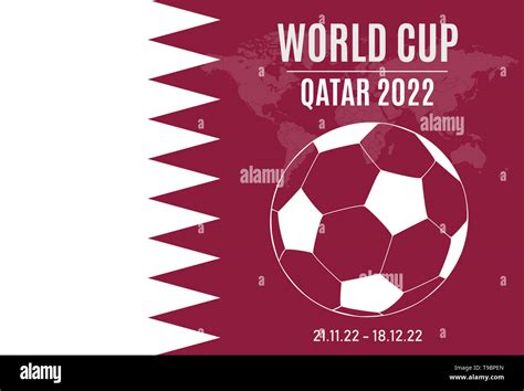illustration of the 2022 soccer world cup in qatar flag with soccer ball and world in the