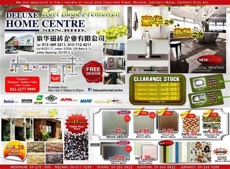 They are made from various materials which include ceramics and stones. Promotion - Ceramic Tiles in Malaysia | Deluxe Ceramic ...