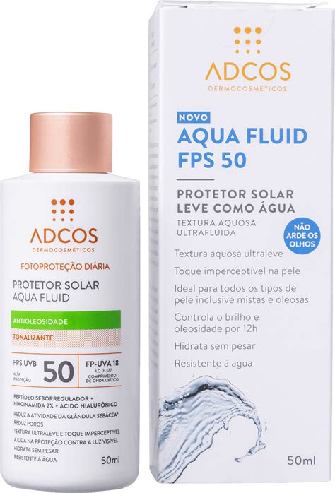 Protetor Solar Adcos Aqua Fluid Tonalizante FPS 50 Facial Beautybox