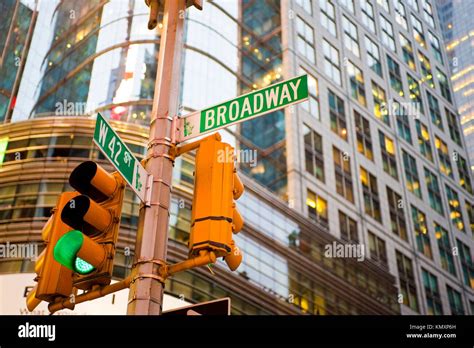 Broadway And 42nd Street Signs In Time´s Square In New York City Stock