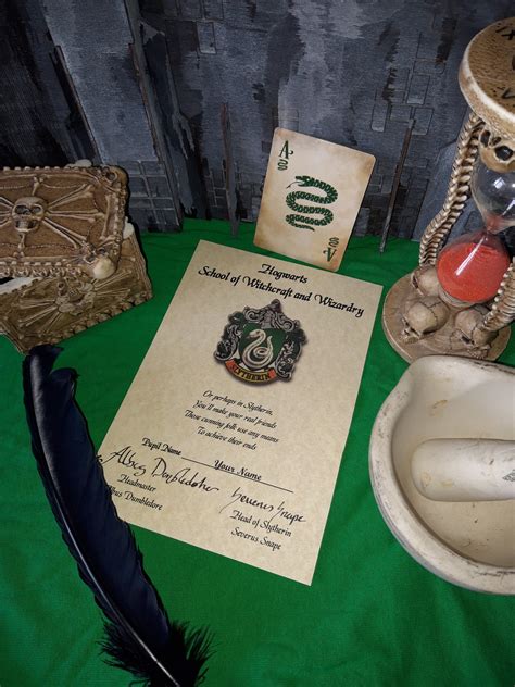 Harry Potter House Slytherin Sorting Hat Certificate Fan T Etsy