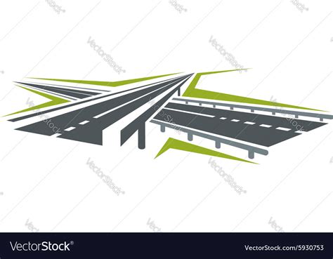 Highway Pass Under Overpass Icon Royalty Free Vector Image