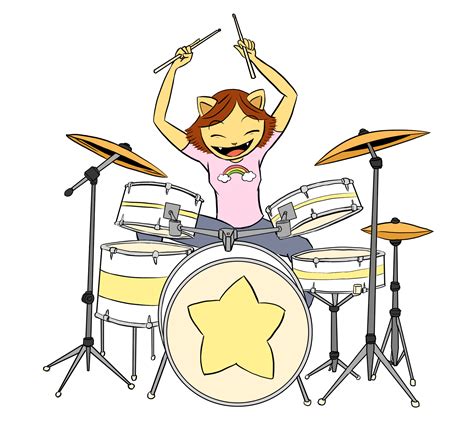 Drummer Girl Cartoon