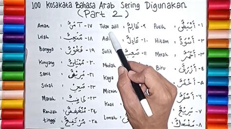 Pembelajaran Kosakata Yang Sering Digunakan Dalam Bahasa Arab Lengkap