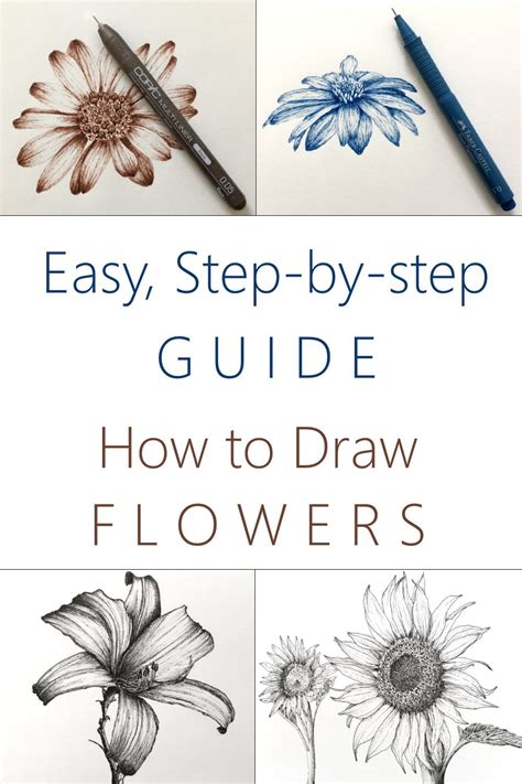 Learn How To Draw Your Favorite Flower Using Pens Line Drawing In A