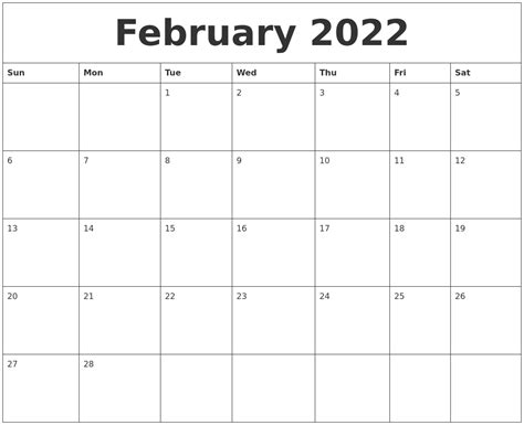 February 2022 Printable December Calendar