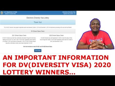 Important Message For Dv Diversity Visa Lottery Winners Youtube