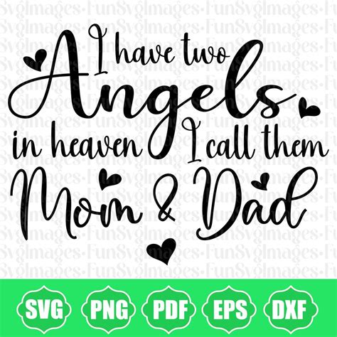 I Have Two Angels In Heaven Svg Png I Call Them Mom And Dad Etsy