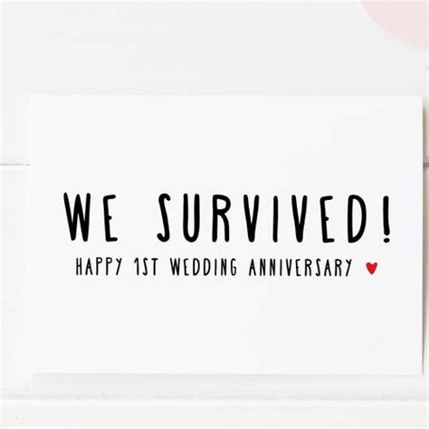 Funny 1st Anniversary Card We Survived 1 Year Wedding Etsy