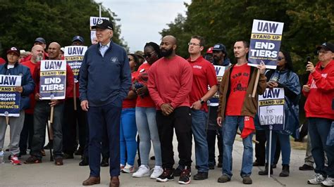 President Joe Biden Attends Picket Line As United Auto Workers Strike
